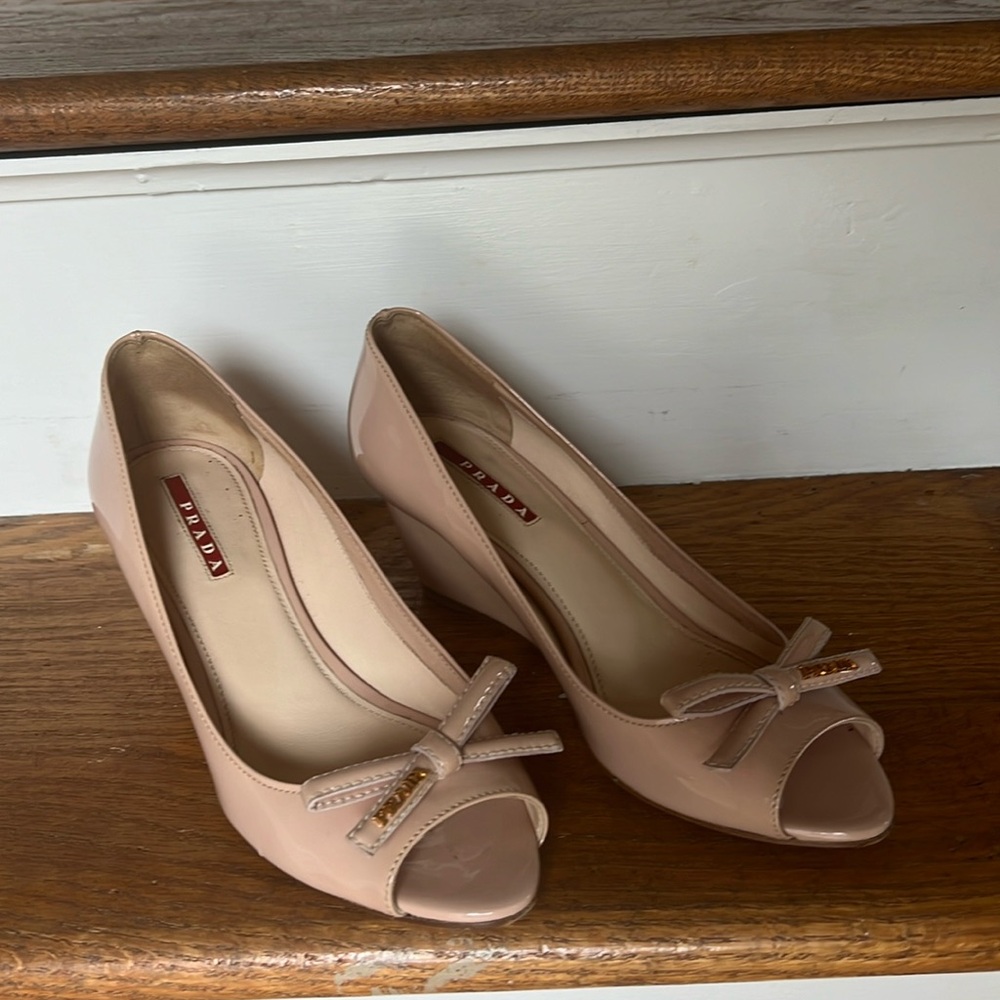 Prada nude wedges